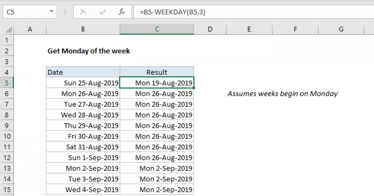 get-monday-of-the-week-excel-formula-exceljet